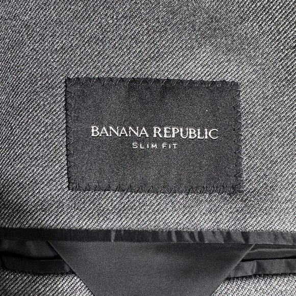 BANANA REPUBLIC Slim fit Mens Blazer 42R Gray Sport Coat 2-Button Jacket Stretch - Picture 13 of 13